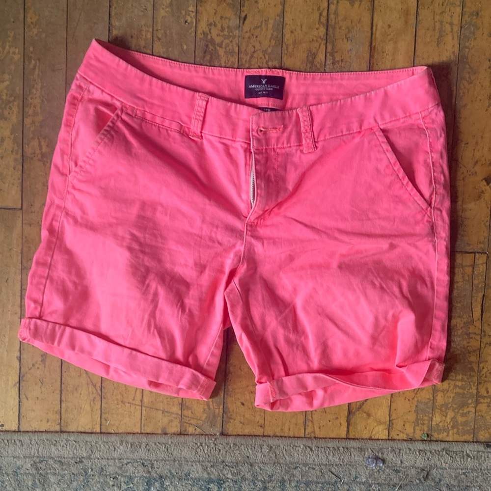 American Eagle Outfitters Pink Bermuda Shorts Vibrant Cotton Blend
